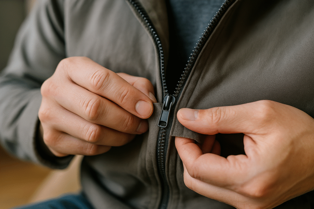 examining stuck zipper for causes