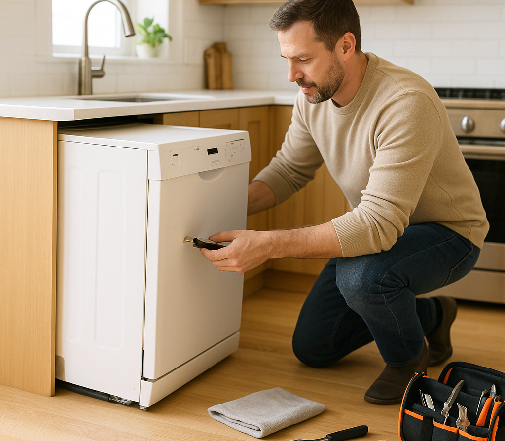 "removing old dishwasher before replacement