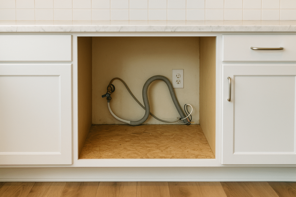 preparing kitchen space for new dishwasher installation