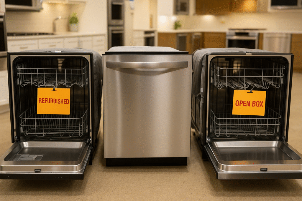 alternative dishwasher replacement options with refurbished models on display