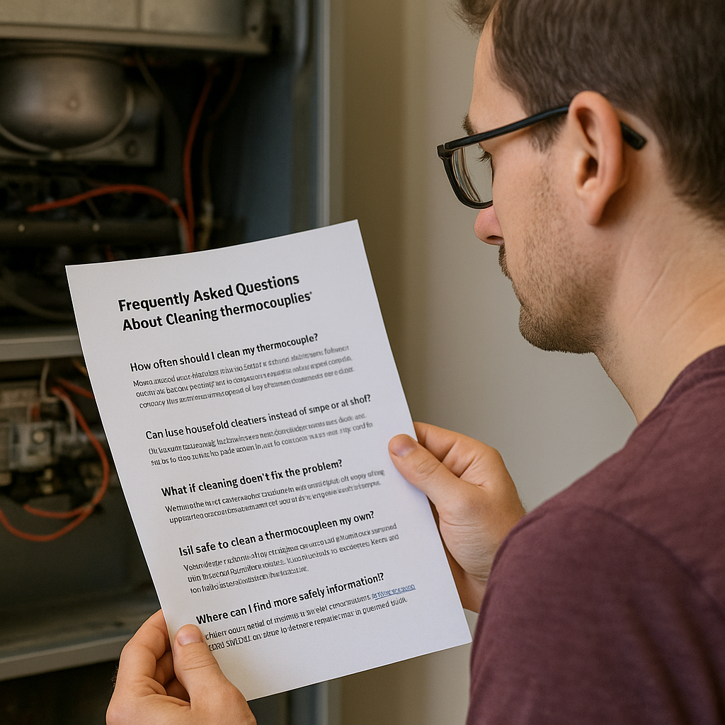 homeowner reading FAQ guide about cleaning thermocouple