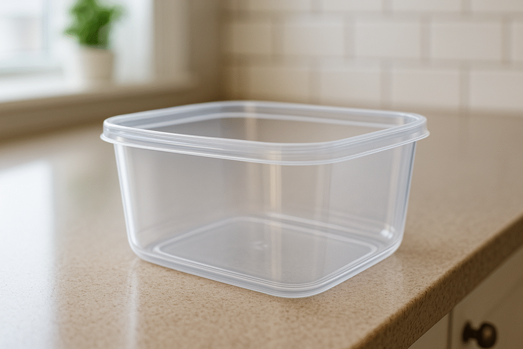 Clean plastic container after sticky residue removal