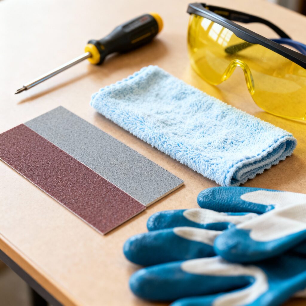 tools for cleaning thermocouple laid out on table